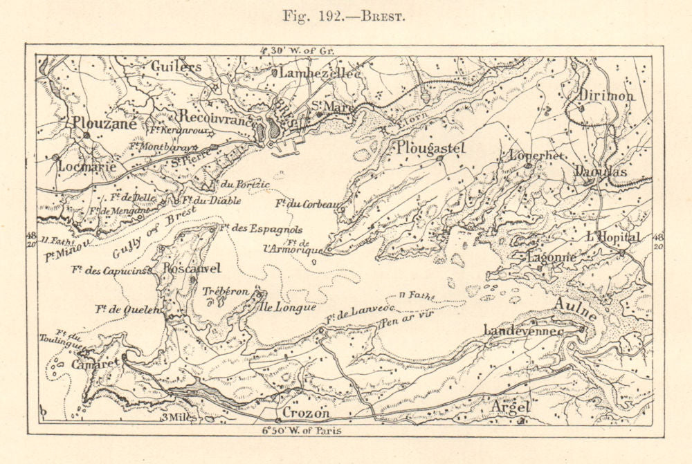 Rade de Brest. Armorique. Finistère. Sketch map 1885 old antique chart
